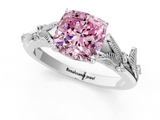 White gold Fancy Pink Cushion  Brilliant Solitaire with Leaf Motif Band and Four-Prong Setting_63