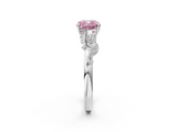 White gold Fancy Pink Cushion  Brilliant Solitaire with Leaf Motif Band and Four-Prong Setting_64