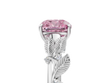 White gold Fancy Pink Cushion  Brilliant Solitaire with Leaf Motif Band and Four-Prong Setting_72