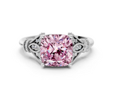 White gold Fancy Pink Cushion  Brilliant Solitaire with Pave Band and Four-Prong Setting_20