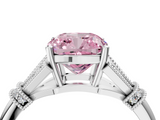 White gold Fancy Pink Cushion  Brilliant Solitaire with Pave Band and Four-Prong Setting_24