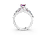 White gold Fancy Pink Cushion  Brilliant Solitaire with Side Stones on a Pave Band and Four-Prong Setting_33
