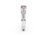 White gold Fancy Pink Cushion  Brilliant Solitaire with Side Stones on a Pave Band and Four-Prong Setting_62