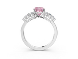 White gold Fancy Pink Cushion  Cluster Diamond Engagement Ring with Pavé Band and Four-Prong Setting_49