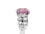 White gold Fancy Pink Cushion  Cluster Diamond Engagement Ring with Pavé Band and Four-Prong Setting_51