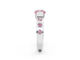 White gold Fancy Pink Cushion Cut Brilliant Channel-Set Diamond Ring with Bezel Prong Setting_14