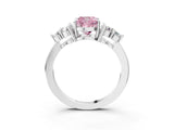 White gold Fancy Pink Cushion Cut Brilliant Diamond Cluster Accent Solitaire Ring with Prong Setting_27