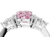 White gold Fancy Pink Cushion Cut Brilliant Diamond Cluster Accent Solitaire Ring with Prong Setting_28