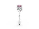 White gold Fancy Pink Cushion Cut Brilliant Diamond Cluster Accent Solitaire Ring with Prong Setting_2