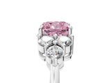 White gold Fancy Pink Cushion Cut Brilliant Diamond Cluster Accent Solitaire Ring with Prong Setting_35