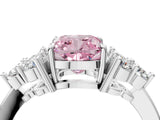 White gold Fancy Pink Cushion Cut Brilliant Diamond Cluster Accent Solitaire Ring with Prong Setting_4