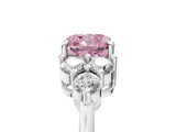 White gold Fancy Pink Cushion Cut Brilliant Diamond Cluster Accent Solitaire Ring with Prong Setting_5