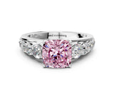 White gold Fancy Pink Cushion Cut Brilliant Diamond Pavé Band with Six-Prong Setting_12