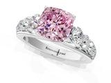 White gold Fancy Pink Cushion Cut Brilliant Diamond Pavé Band with Six-Prong Setting_13