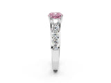 White gold Fancy Pink Cushion Cut Brilliant Diamond Pavé Band with Six-Prong Setting_14