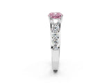 White gold Fancy Pink Cushion Cut Brilliant Diamond Pavé Band with Six-Prong Setting_14