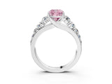 White gold Fancy Pink Cushion Cut Brilliant Diamond Pavé Band with Six-Prong Setting_15