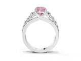 White gold Fancy Pink Cushion Cut Brilliant Diamond Pavé Band with Six-Prong Setting_15