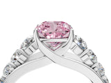 White gold Fancy Pink Cushion Cut Brilliant Diamond Pavé Band with Six-Prong Setting_16