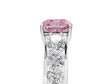 White gold Fancy Pink Cushion Cut Brilliant Diamond Pavé Band with Six-Prong Setting_17
