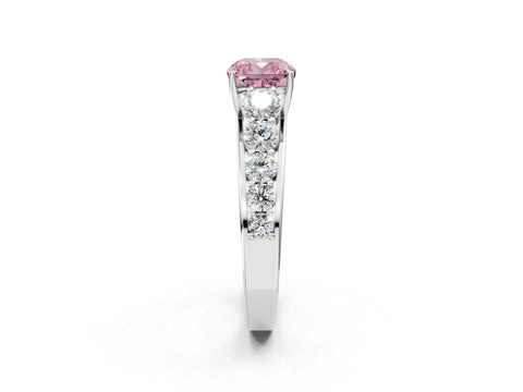 White gold Fancy Pink Cushion Cut Brilliant Diamond Pavé Band with Six-Prong Setting_2