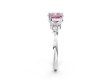 White gold Fancy Pink Cushion Cut Brilliant Diamond Solitaire Ring with Pear Side Stones and Four-Prong Setting_8