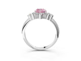 White gold Fancy Pink Cushion Cut Brilliant Diamond with Cluster Setting on a Beaded Band and Four-Prong Setting_37