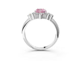 White gold Fancy Pink Cushion Cut Brilliant Diamond with Cluster Setting on a Beaded Band and Four-Prong Setting_3