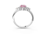 White gold Fancy Pink Cushion Cut Brilliant Diamond with Cluster Setting on a Beaded Band and Four-Prong Setting_49