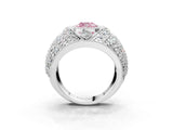 White gold Fancy Pink Cushion Cut Brilliant Halo Pave Diamond Milgrain Ring_3