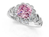 White gold Fancy Pink Cushion Cut Brilliant Milgrain Pave Heart Band Solitaire Ring_13