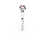 White gold Fancy Pink Cushion Cut Brilliant Three-Stone Diamond Ring with Pavé Band and Four-Prong Setting_17
