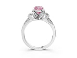 White gold Fancy Pink Cushion Cut Brilliant Three-Stone Diamond Ring with Pavé Band and Four-Prong Setting_18