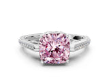 White gold Fancy Pink Cushion  Cut Cathedral Pave Diamond Engagement Ring with Six-Prong Setting_32