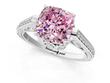 White gold Fancy Pink Cushion  Cut Cathedral Pave Diamond Engagement Ring with Six-Prong Setting_33