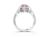 White gold Fancy Pink Cushion  Cut Cathedral Pave Diamond Engagement Ring with Six-Prong Setting_35