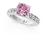 White gold Fancy Pink Cushion  Cut Channel Set Diamond Engagement Ring with Four-Prong Setting_235