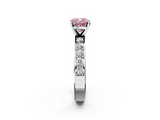 White gold Fancy Pink Cushion  Cut Channel Set Diamond Engagement Ring with Four-Prong Setting_236