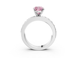 White gold Fancy Pink Cushion  Cut Channel Set Diamond Engagement Ring with Four-Prong Setting_237