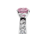 White gold Fancy Pink Cushion  Cut Channel Set Diamond Engagement Ring with Four-Prong Setting_239