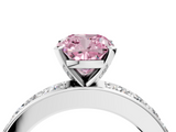 White gold Fancy Pink Cushion  Cut Channel Set Diamond Engagement Ring with Four-Prong Setting_244