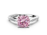 White gold Fancy Pink Cushion  Cut Channel Set Solitaire Engagement Ring with Four-Prong Setting_220