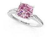 White gold Fancy Pink Cushion  Cut Channel Set Solitaire Engagement Ring with Four-Prong Setting_221