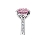 White gold Fancy Pink Cushion  Cut Channel Set Solitaire Engagement Ring with Four-Prong Setting_225
