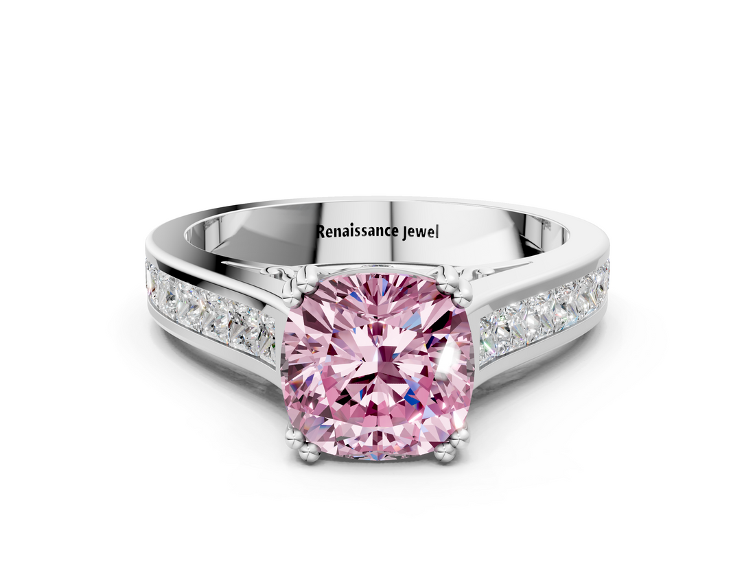 White gold Fancy Pink Cushion  Cut Channel Set Solitaire Engagement Ring with Prong Setting_19