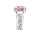 White gold Fancy Pink Cushion  Cut Channel Set Solitaire Engagement Ring with Prong Setting_25