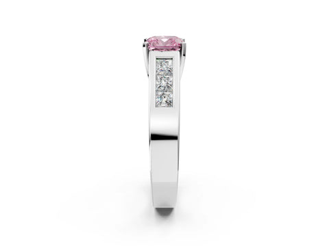White gold Fancy Pink Cushion Cut Cut Channel Set Solitaire Ring with Four-Prong Setting_14