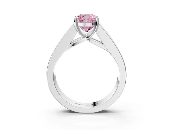 Platinum Cushion Cut Engagement Ring Setting for Fancy Pink Center with Channel-Set Shoulders