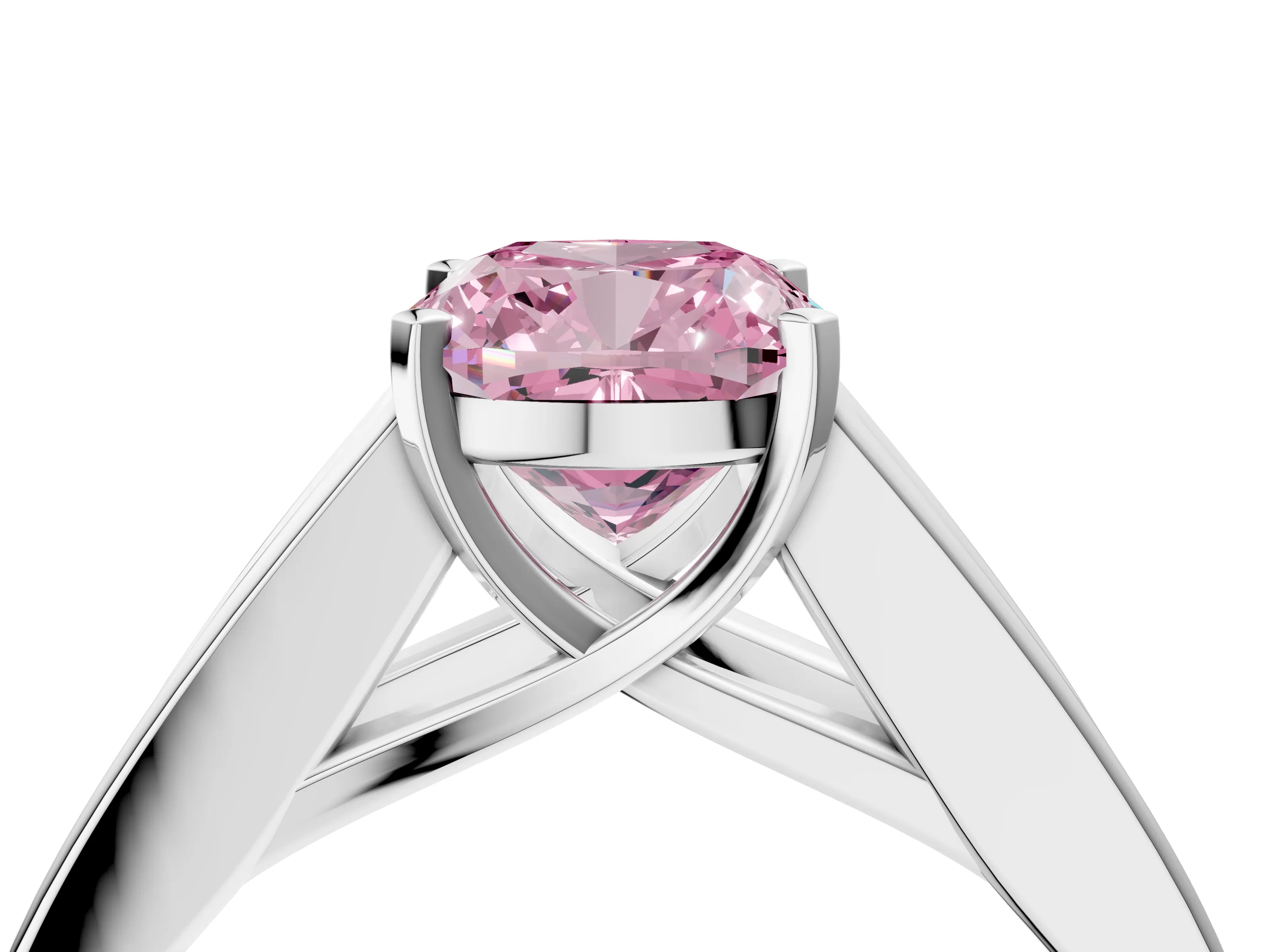 White gold Fancy Pink Cushion Cut Cut Channel Set Solitaire Ring with Four-Prong Setting_16