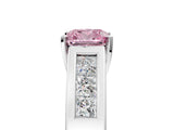 White gold Fancy Pink Cushion Cut Cut Channel Set Solitaire Ring with Four-Prong Setting_17